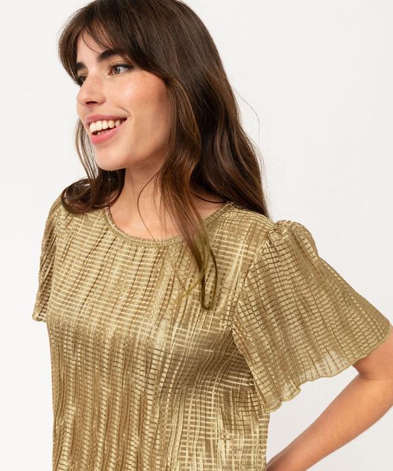 Blouse à manches courtes en maille gaufrée scintillante femme vue2 - GEMO(FEMME PAP) - GEMO