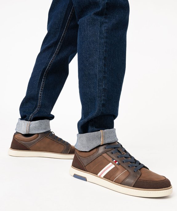 Baskets homme casual à lacets avec détails surpiqués  vue1 - URBAN STEPS - GEMO