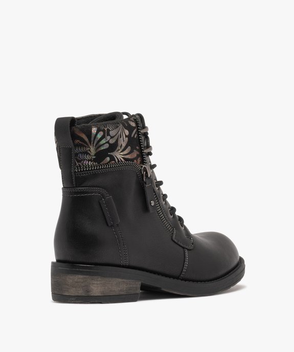Boots femme à lacets avec col fantaisie et zip  vue5 - EMILIA ROSA - GEMO