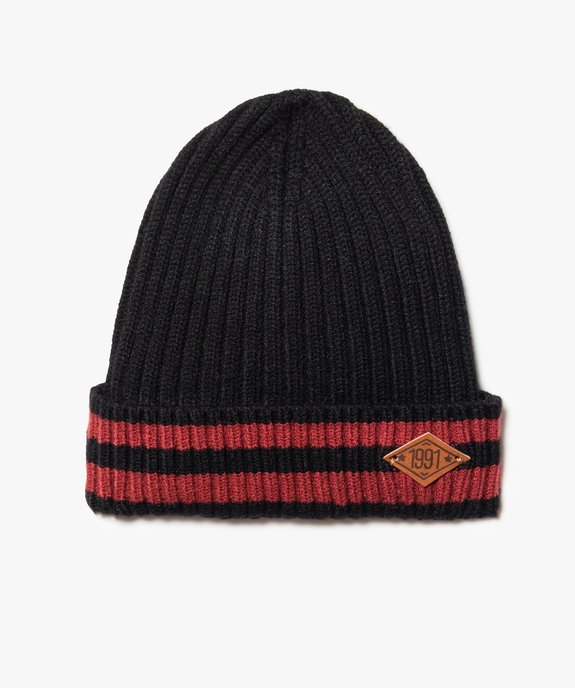 Bonnet garçon à côtes et revers rayé vue1 - GEMO (ENFANT) - GEMO