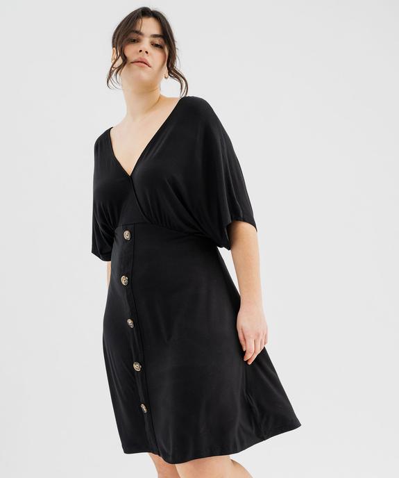 Robe en maille fluide et extensible col cache-cœur femme grande taille vue1 - GEMO 4G GT - GEMO