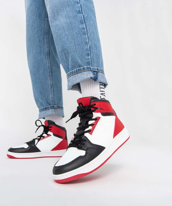 Baskets homme mid-cut colorées style rétro vue1 - GEMO 4G HOMME - GEMO