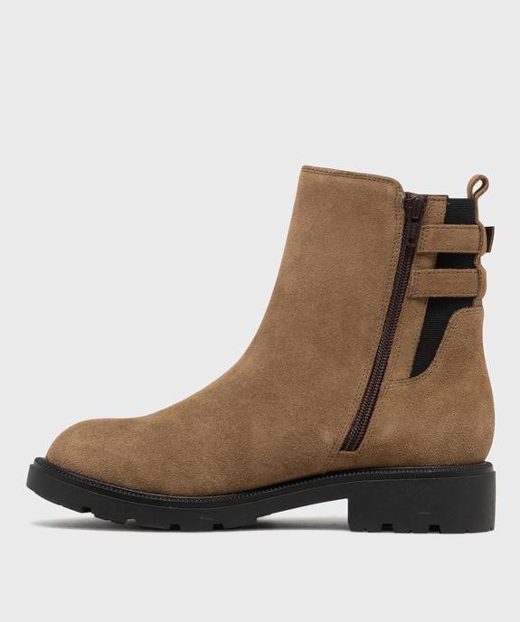 Boots dessus cuir suédé avec semelle crantée femme - Tanéo vue3 - TANEO - GEMO