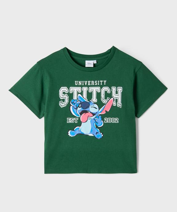 Tee-shirt court avec inscription vintage et motif Stitch fille - Disney vue1 - LILO & STITCH - GEMO