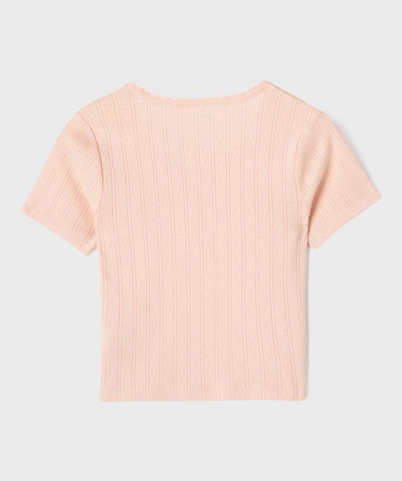 Tee-shirt manches courtes en jersey de coton ajouré fille vue3 - GEMO 4G FILLE - GEMO