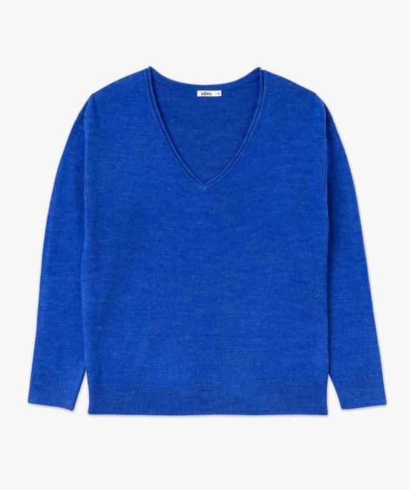 Pull à col V finitions roulottées femme vue4 - GEMO(FEMME PAP) - GEMO