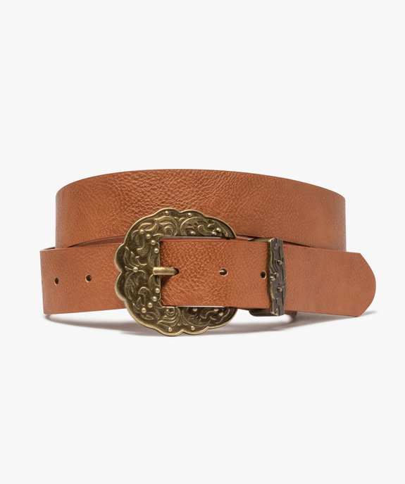 Ceinture femme grainée avec grosse boucle en métal travaillé vue1 - GEMO (ACCESS) - GEMO