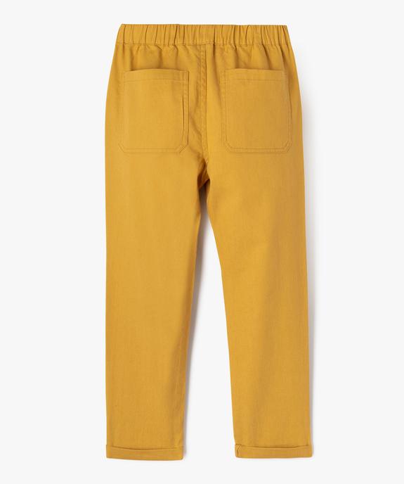 Pantalon chino en coton et lin avec taille ajustable garçon vue3 - GEMO (ENFANT) - GEMO