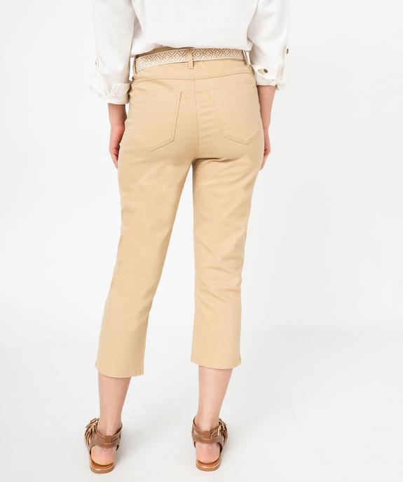 Pantacourt slim taille haute en coton stretch avec ceinture à nouer femme vue3 - GEMO 4G FEMME - GEMO