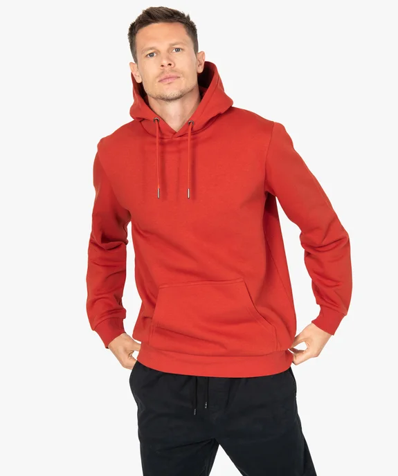 Sweat homme à capuche uni et molletonné vue1 - GEMO 4G HOMME - GEMO