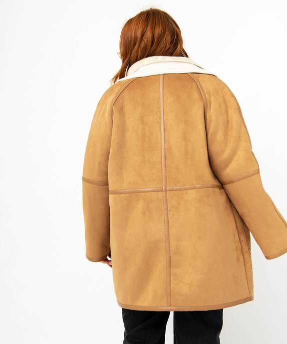 Manteau en suédine doublé sherpa femme grande taille vue3 - GEMO (G TAILLE) - GEMO