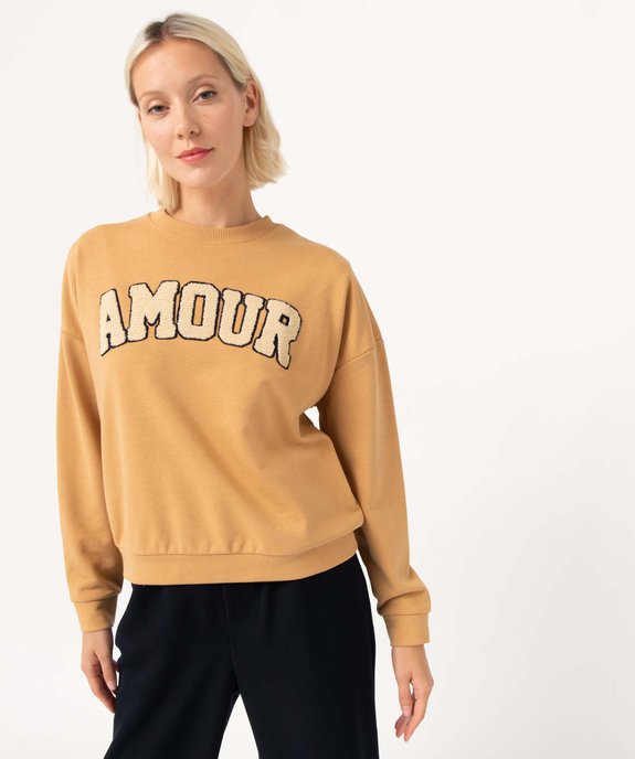 Sweat femme oversize à message brodé vue2 - GEMO(FEMME PAP) - GEMO