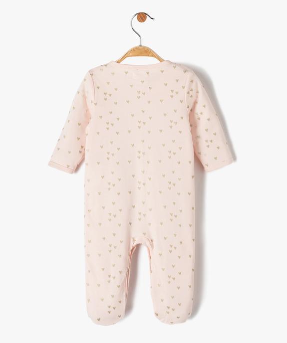 Pyjama bébé en jersey à cœurs pailletés et ouverture ventrale vue4 - GEMO(BB COUCHE) - GEMO