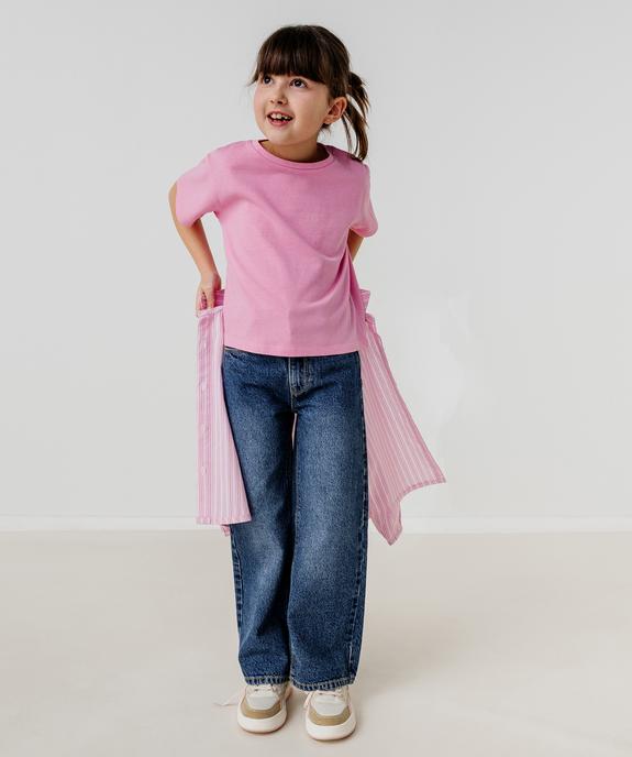 Tee-shirt manches courtes uni en coton épais fille vue4 - GEMO (ENFANT) - GEMO