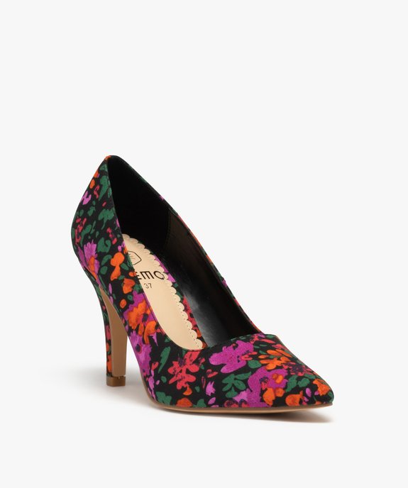 Escarpins femme à talon dessus imprimé végétal vue2 - GEMO(URBAIN) - GEMO