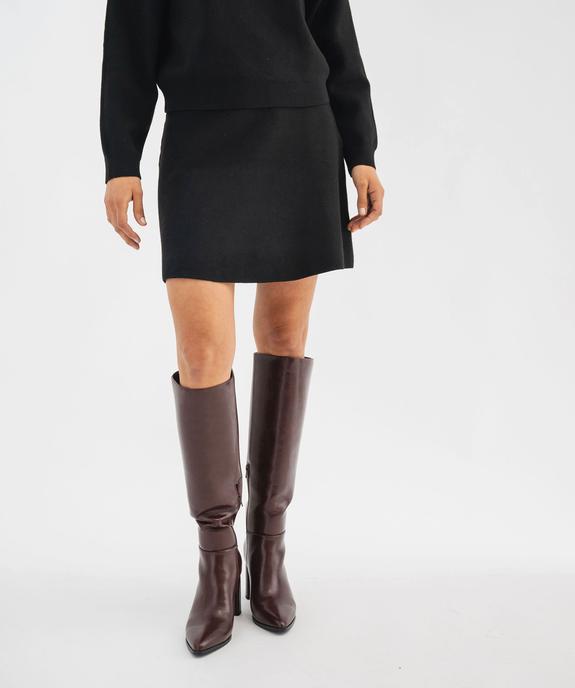 Jupe courte en maille coupe trapèze femme vue3 - GEMO 4G FEMME - GEMO