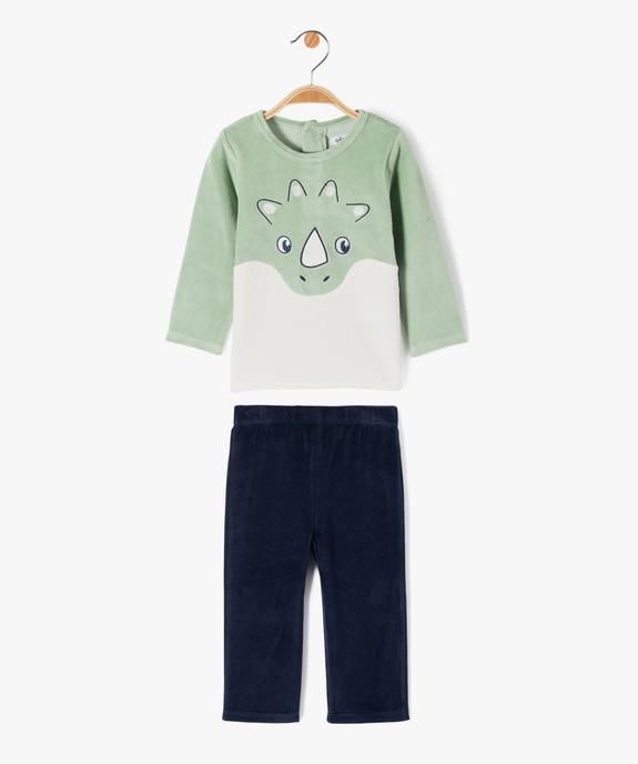 Pyjama 2 pièces en velours avec motif animal bébé garçon vue1 - GEMO(BB COUCHE) - GEMO