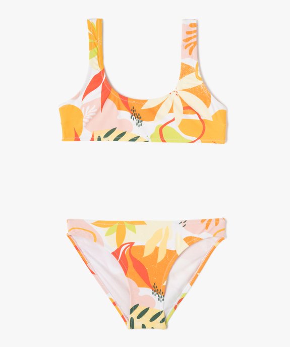 Maillot de bain fille 2 pièces à motif feuillage vue1 - GEMO (JUNIOR) - GEMO