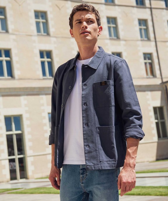 Veste homme en coton forme chemise vue6 - GEMO (HOMME) - GEMO