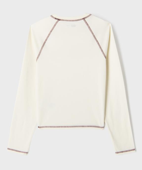 Tee-shirt manches longues coupe courte imprimé fille vue3 - GEMO 4G FILLE - GEMO