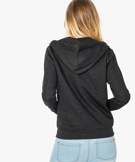 Sweat femme zippé à capuche et motif vue3 - FOLLOW ME - GEMO