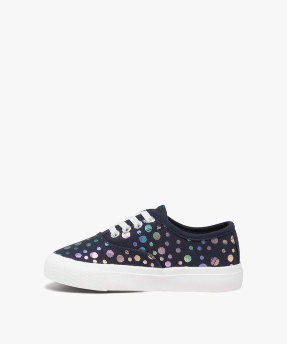 Baskets fille en toile à motifs brillants avec lacets élastiques vue4 - GEMO 4G FILLE - GEMO