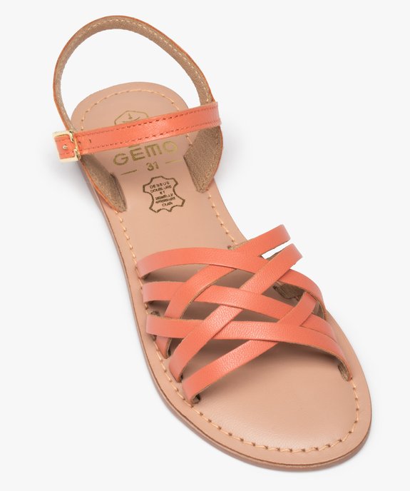 Sandales fille à fines lanières en cuir uni vue5 - GEMO (ENFANT) - GEMO