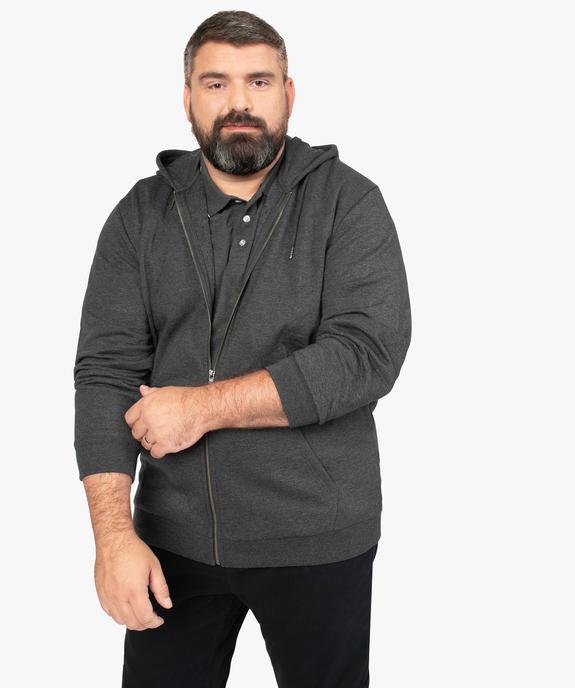 Sweat homme grande taille zippé à capuche vue2 - GEMO 4G HOMME - GEMO