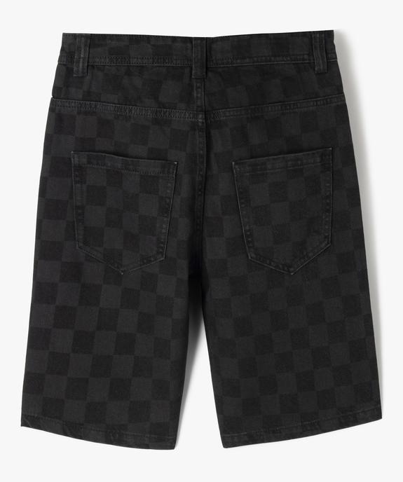 Bermuda en toile denim à motif damier garçon vue4 - GEMO 4G GARCON - GEMO