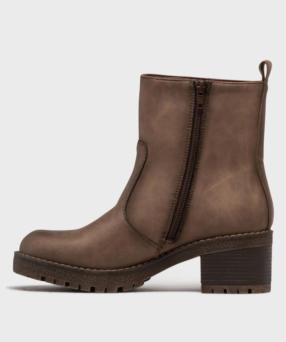 Boots à semelle crantée avec empiècement sur la tige femme - Emilia Rosa - EMILIA ROSA Boots à semelle crantée avec empiècement sur la tige femme - Emilia Rosa vue3 - EMILIA ROSA - GEMO