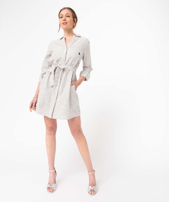 Robe chemise femme à manches longues rayée - LuluCastagnette vue5 - LULUCASTAGNETTE - GEMO