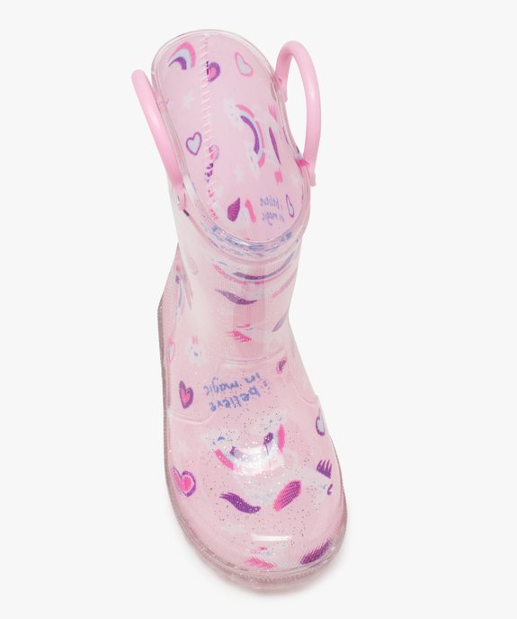 Bottes de pluie fille à anses et semelle lumineuse motif licorne vue6 - LOVELY WINGS - GEMO