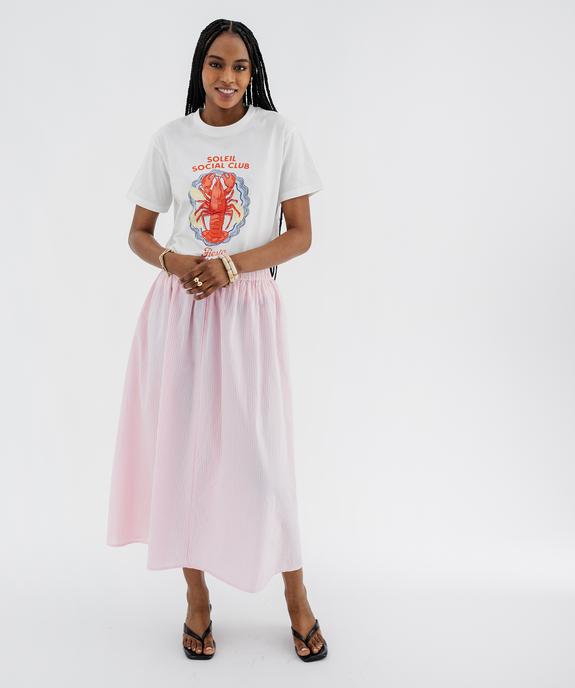 Tee-shirt manches courtes coupe ample avec motif sur l’avant femme vue4 - GEMO 4G FEMME - GEMO