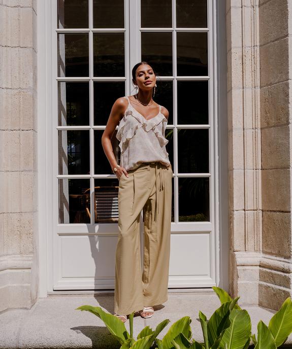 Pantalon large et fluide avec liens à nouer femme vue1 - GEMO(FEMME PAP) - GEMO