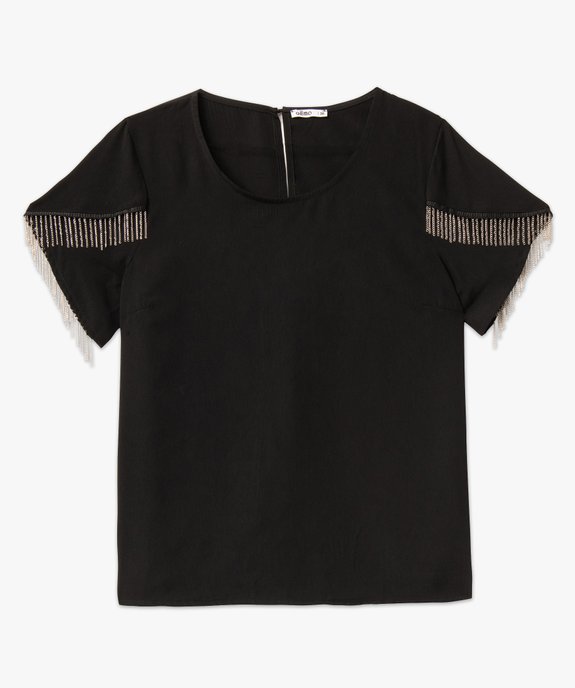 Blouse à manches courtes avec franges chaines femme vue4 - GEMO(FEMME PAP) - GEMO