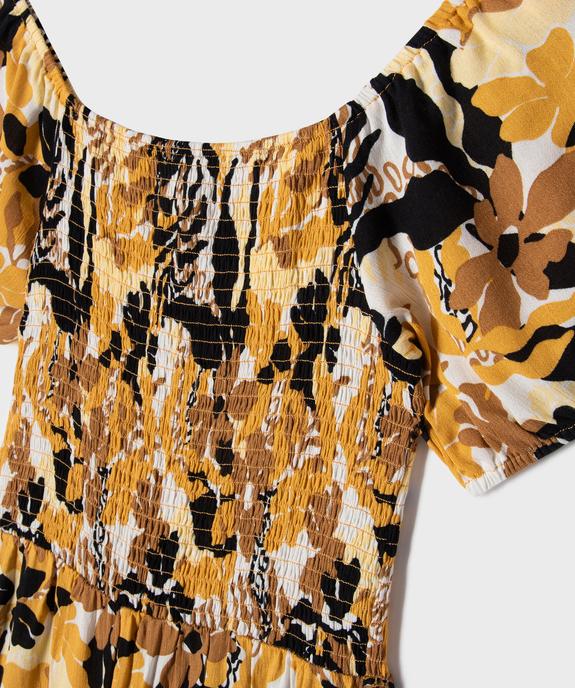 Combishort en viscose avec buste smocké fille vue2 - GEMO 4G FILLE - GEMO