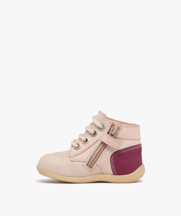 Chaussures premiers pas bottillons en cuir bébé fille - Kickers vue3 - KICKERS - GEMO