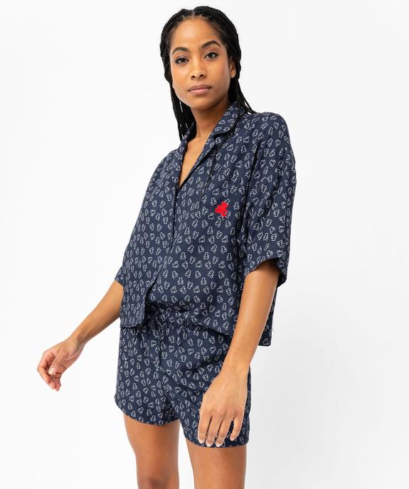 Pyjashort fluide à haut chemise femme - LuluCastagnette vue2 - LULUCASTAGNETTE - GEMO