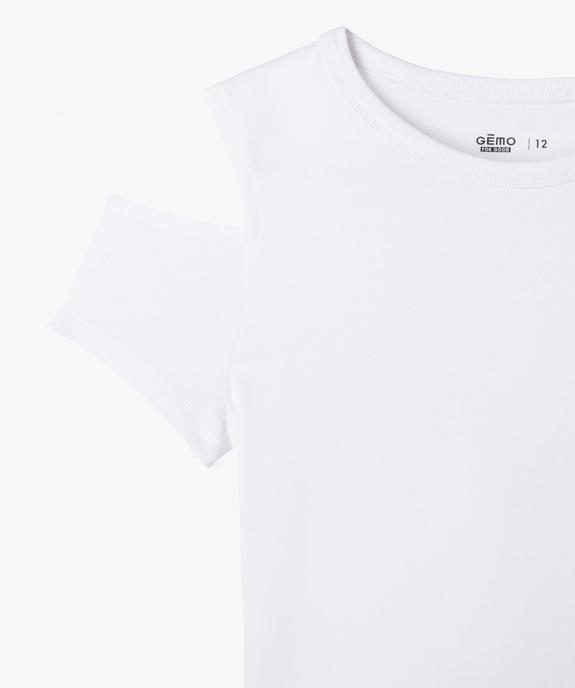 Tee-shirt manches courtes avec épaules dénudées fille vue2 - GEMO 4G FILLE - GEMO