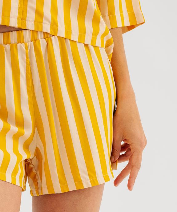 Short de pyjama à rayures en viscose femme vue2 - GEMO 4G FEMME - GEMO