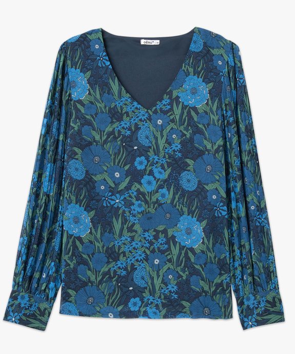 Blouse femme imprimée à manches longues plissées vue4 - GEMO(FEMME PAP) - GEMO