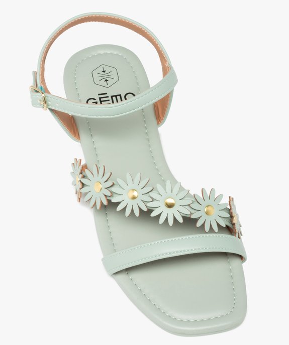 Sandales femme unies à talon plat et fleurs en relief vue5 - GEMO (CASUAL) - GEMO