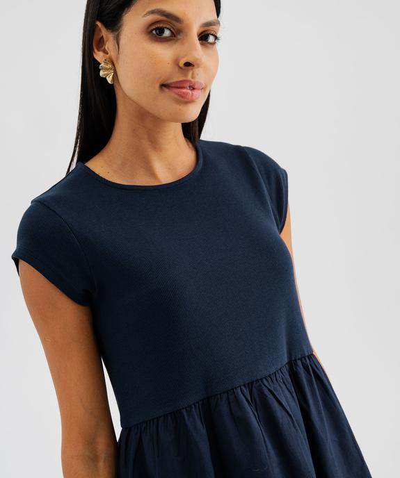 Robe bi-matières à manches courtes femme  vue3 - GEMO(FEMME PAP) - GEMO