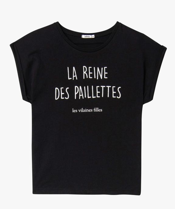 Tee-shirt femme à manches courtes avec message pailleté vue4 - GEMO(FEMME PAP) - GEMO