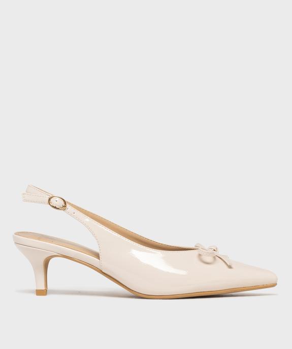 Escarpins vernis kitten heels à bout pointu et talon ouvert femme vue1 - FOLLOW ME - GEMO