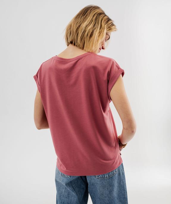 Tee-shirt à manches courtes avec motif fleuri femme vue3 - GEMO 4G FEMME - GEMO