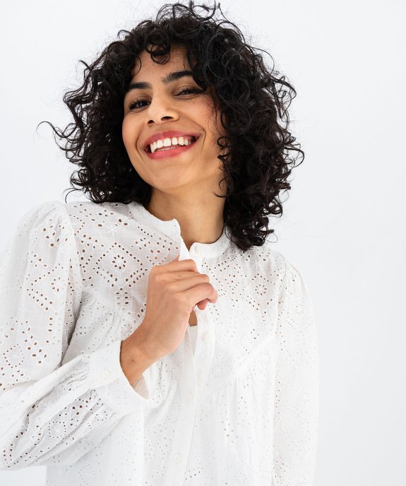Chemise en coton à motifs brodés femme vue1 - GEMO(FEMME PAP) - GEMO