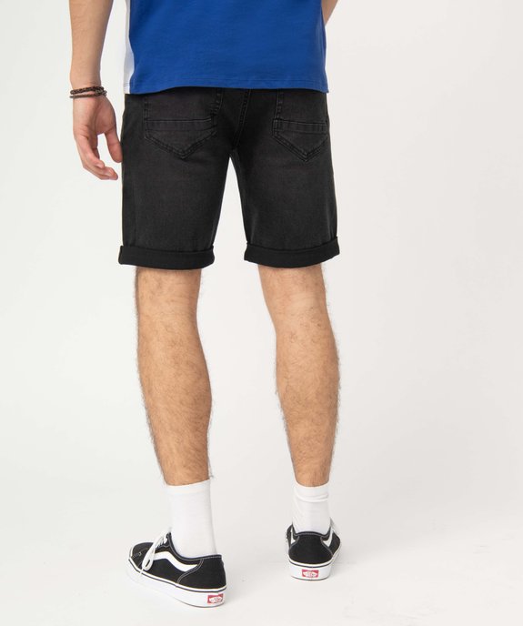 Bermuda homme en jean extensible délavé vue3 - GEMO 4G HOMME - GEMO