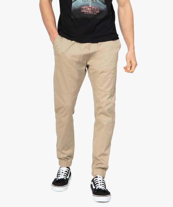 Pantalon homme en toile avec taille et bas élastiqué vue1 - GEMO (HOMME) - GEMO