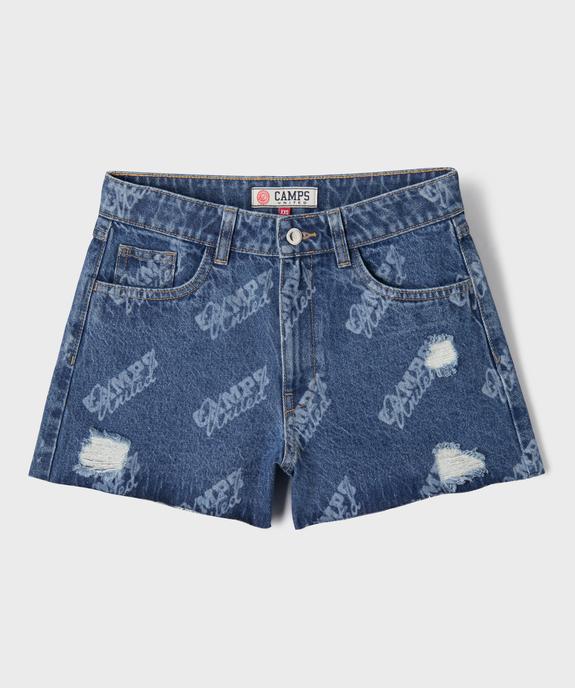 Short en jean avec inscriptions et marques d’usure fille - Camps United vue1 - CAMPS - GEMO